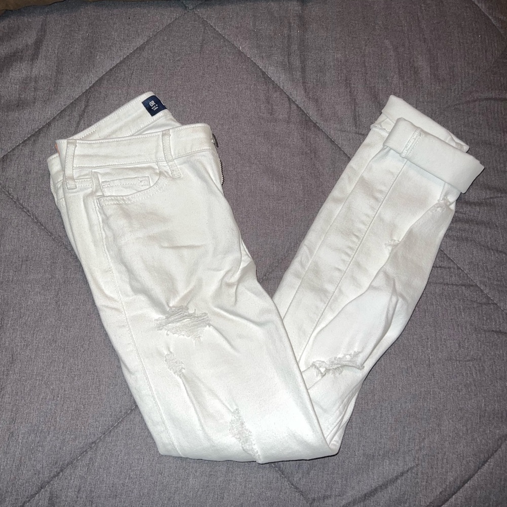 Hollister White Ripped Super Skinny Jeans